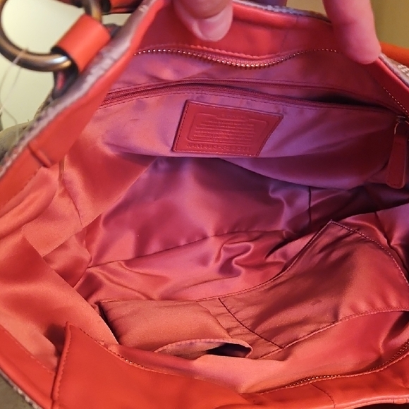 Coach Ashley Dotted Op Art Tote in Khaki With Salmon Interior (F23311) - Picture 6 of 11